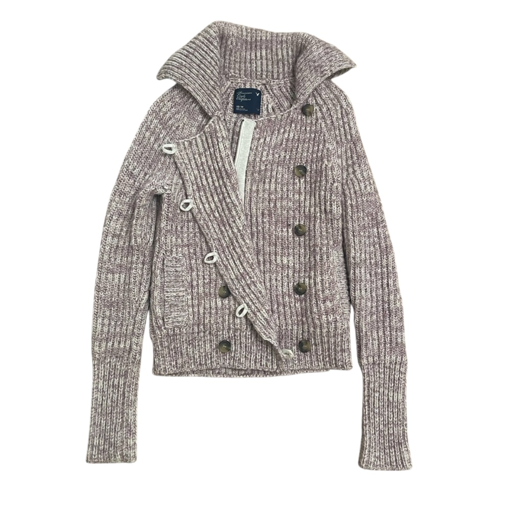 American Eagle Outfitters Purple Heavy Knit Zippered Cardigan - Picture 2 of 11